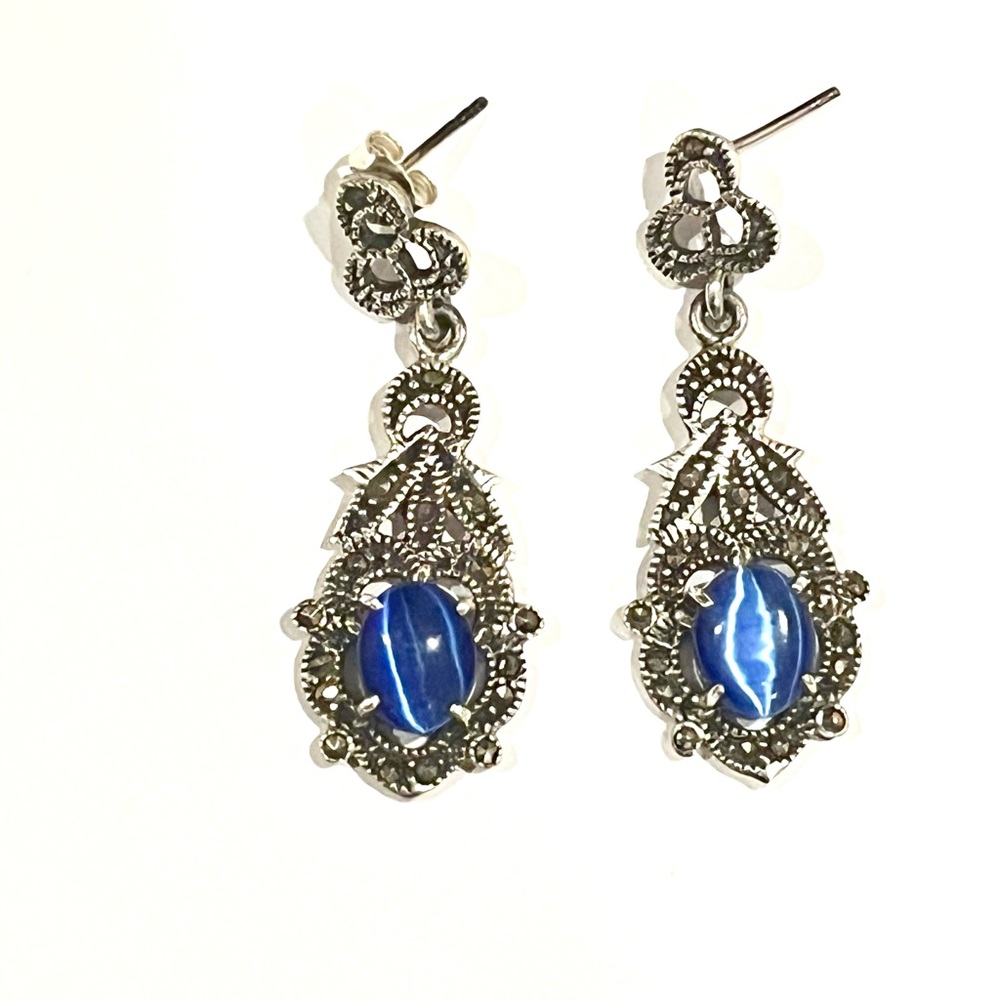 Vintage sterling silver earrings with amethyst